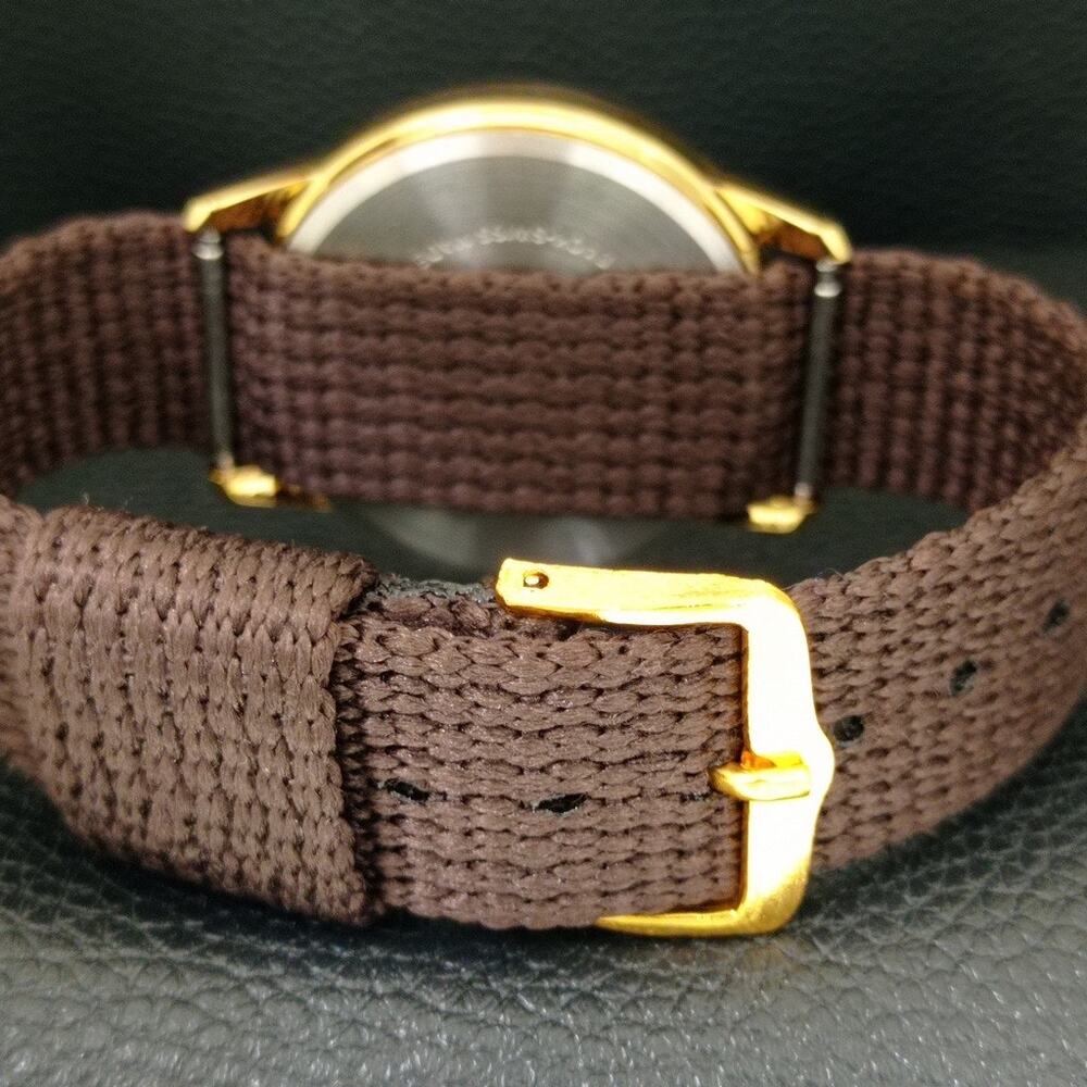 Vintage 1984 Roamer Manual Mens Gold Watch W/Nato Strap & Red accents - Picture 2 of 9